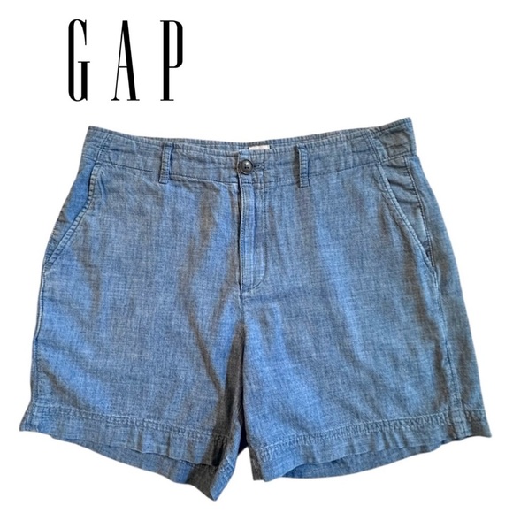 GAP Chambray 5” Short Blue Khaki Chino Walking Everyday Travel Women’s 4 - Picture 1 of 13